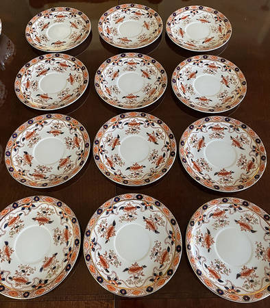 Old Derby Flat Cream Soup Bowl & Saucer Set