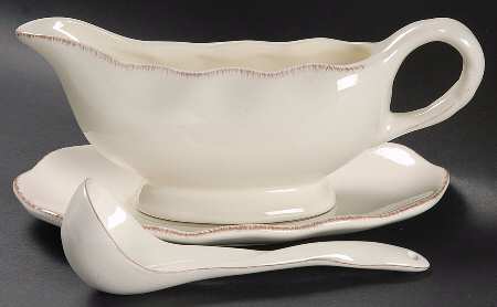 Harvest Cream Mist Gravy Boat & Underplate with Ladle