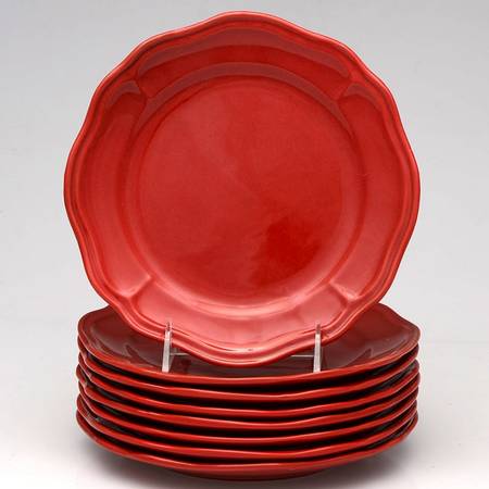 Simply Fluted Red Garnet Salad Plate - Set of 8