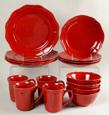 Simply Fluted Red Garnet 16 Piece Set