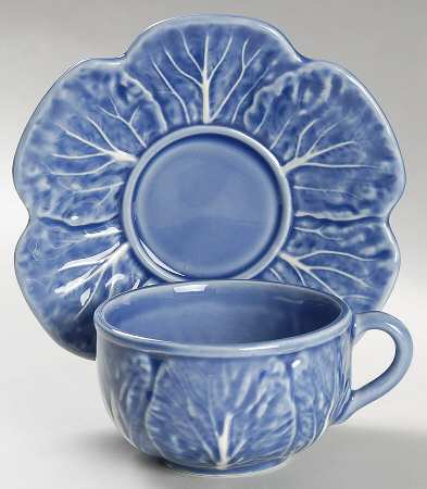 Cabbage Sapphire Blue Flat Cup & Saucer Set