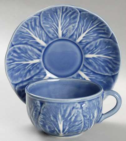 Cabbage Sapphire Blue Flat Cup & Saucer Set