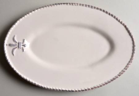 Fleur de Lis Cream 12" Oval Serving Platter