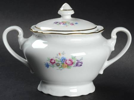 Bouquet (Small Floral, Ribbed Edge) Sugar Bowl & Lid