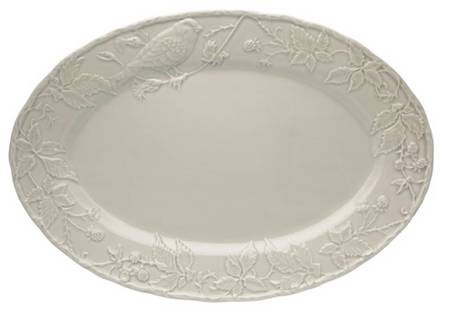 Artichoke and Bird Sandy Grey 7" Oval Tray