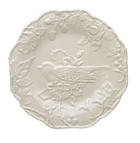 Artichoke and Bird Sandy Grey Large Dinner Plate