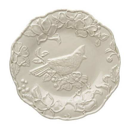 Artichoke and Bird Sandy Grey Large Dinner Plate