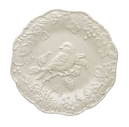 Artichoke and Bird Sandy Grey Large Dinner Plate