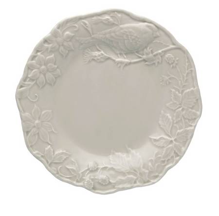 Artichoke and Bird Sandy Grey Large Dinner Plate