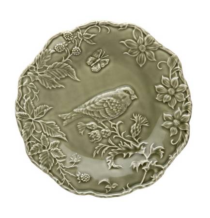 Artichoke and Bird Dark Grey Large Dinner Plate