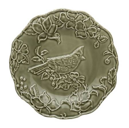 Artichoke and Bird Dark Grey Large Dinner Plate