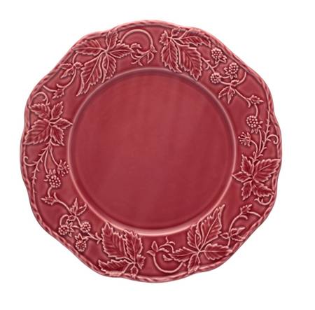 Artichoke and Bird Dark Pink Dinner Plate