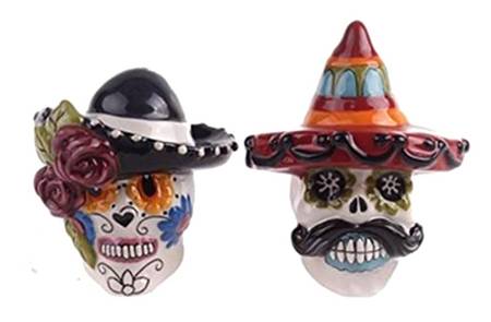 Sugar Skull Figural Salt & Pepper Set