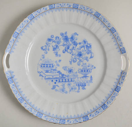 China Blau Handled Cake Plate