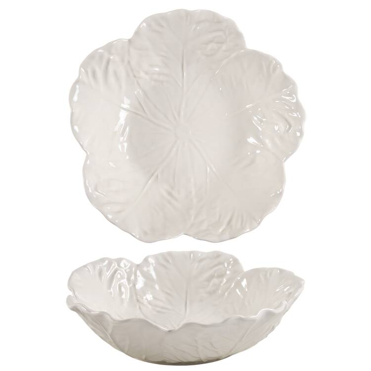 Cabbage Beige (Branco) 11" Round Vegetable Bowl