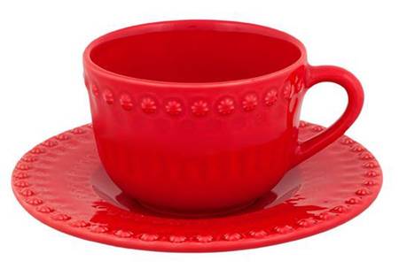 Fantasia (Fantasy) Red Flat Cup & Saucer Set