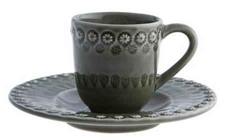 Fantasia (Fantasy) Green Olive Tree Flat Demitasse Cup & Saucer Set