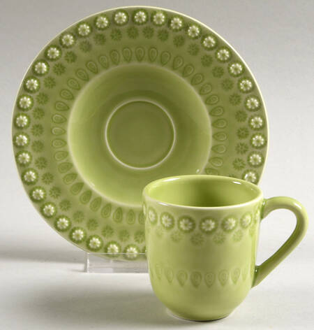 Fantasia (Fantasy) Bright Green Flat Cup & Saucer Set