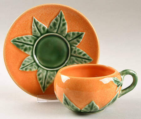 Orange Flat Cup & Saucer Set