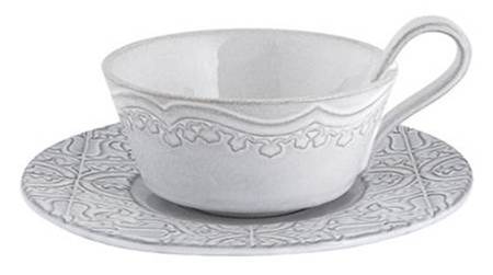 Rua Nova Antique White Footed Cup & Saucer Set