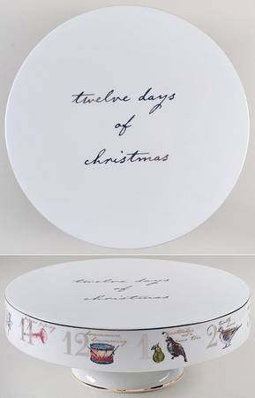 12 Days of Christmas 12" Diameter Pedestal Cake Stand