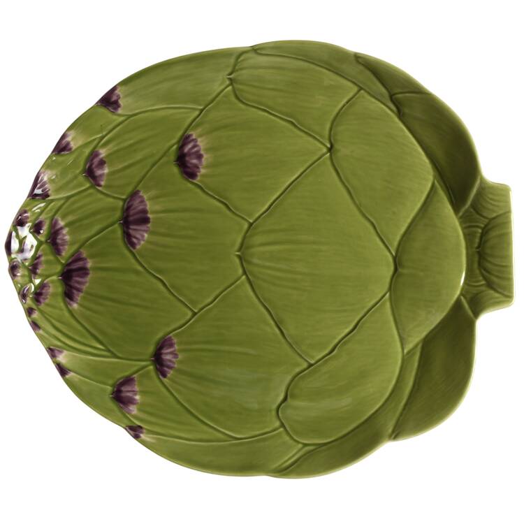 Artichoke Green and Purple 16" Oval Serving Platter
