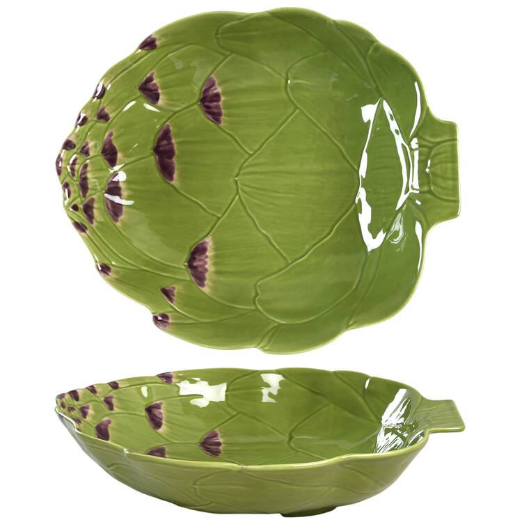 Artichoke Green and Purple 12" Individual Pasta Bowl