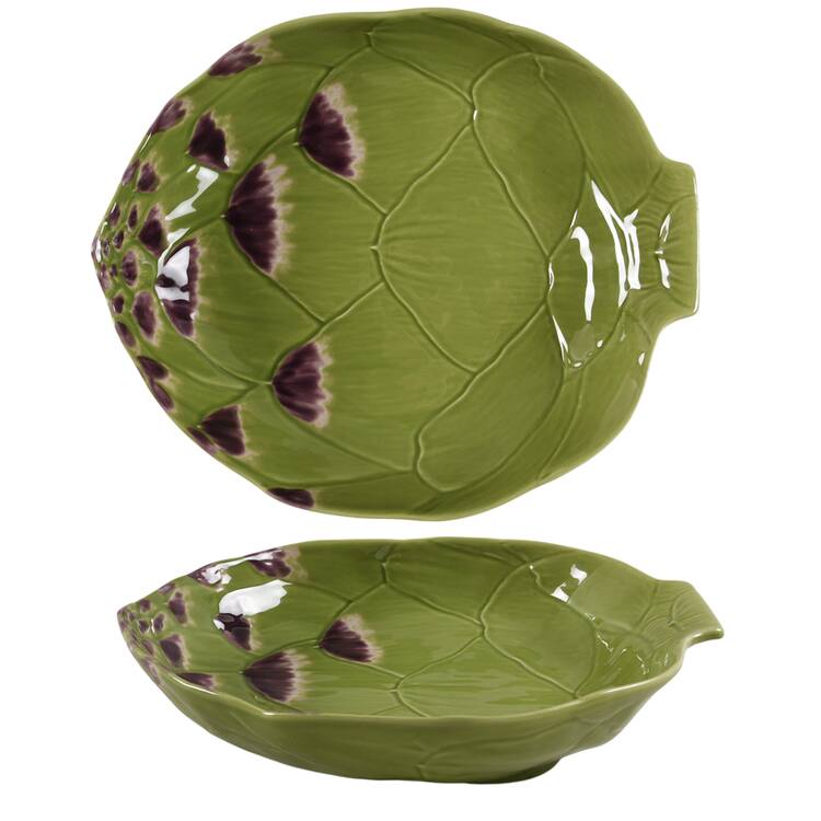 Artichoke Green and Purple 11" Individual Pasta Bowl