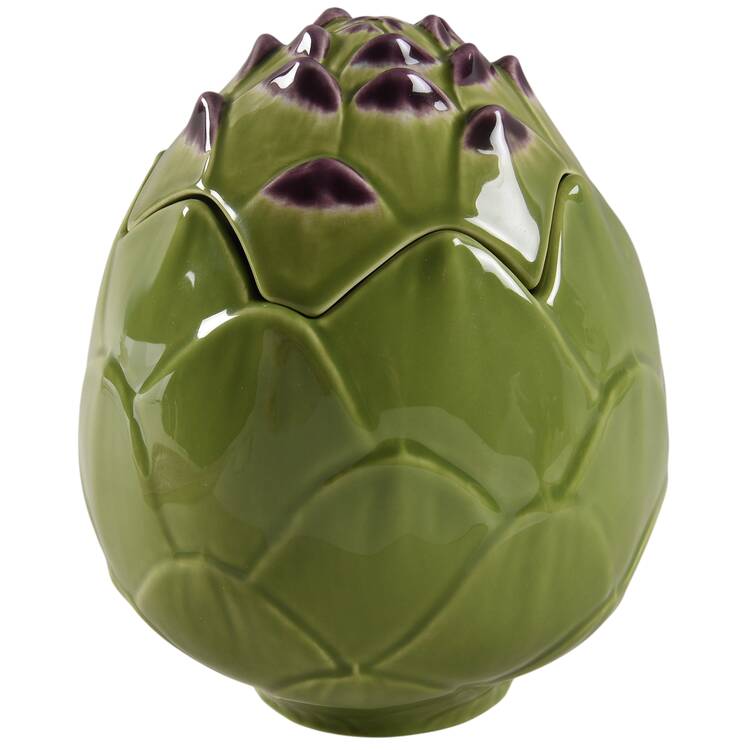 Artichoke Green and Purple Figural Covered Box