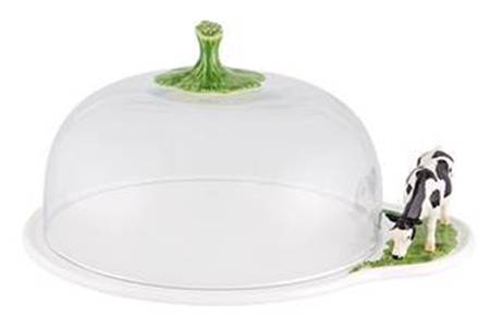 Meadow Cheese Dish W/Glass Dome