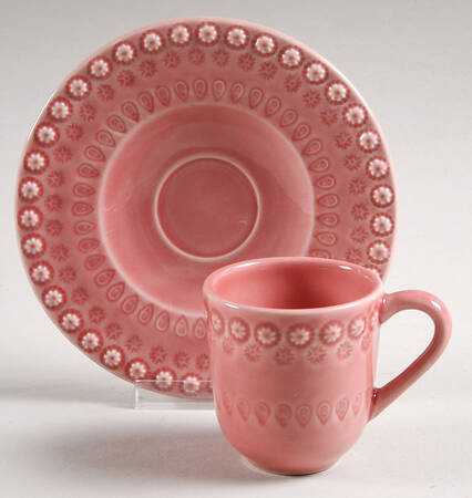 Fantasia (Fantasy) Pink Flat Cup & Saucer Set