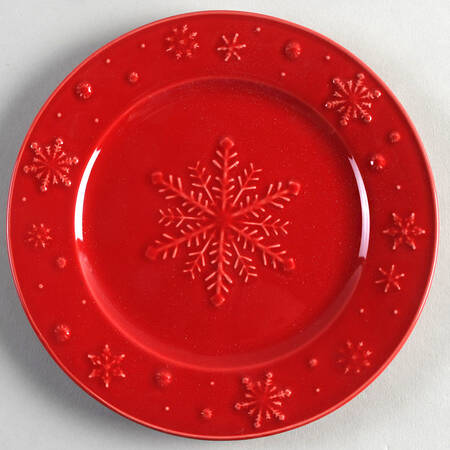 Snowflakes Red Salad/Dessert Plate