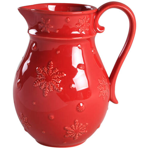 Snowflakes Red Large Pitcher