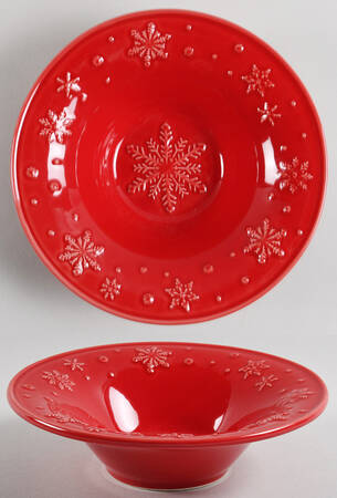 Snowflakes Red Rim Soup Bowl