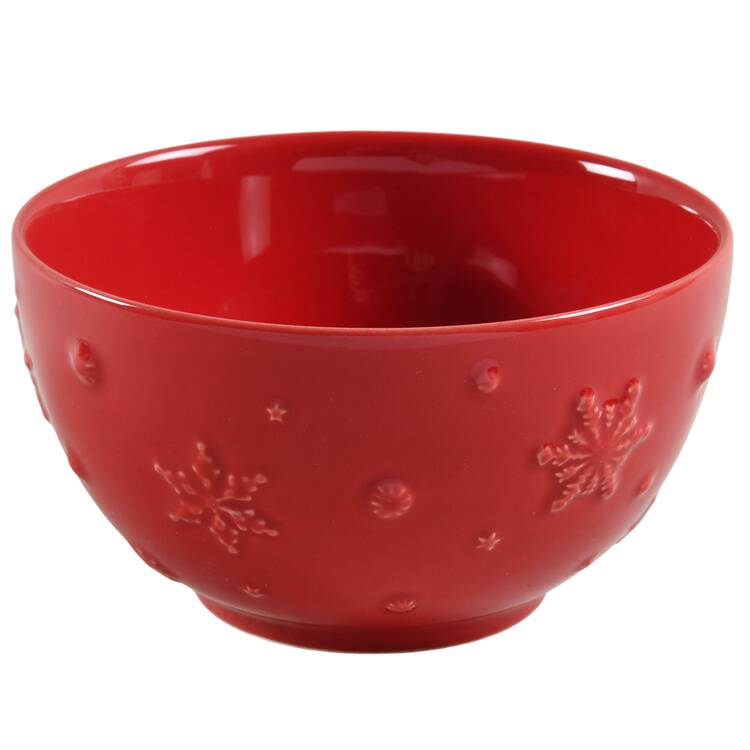 Snowflakes Red Soup/Cereal Bowl