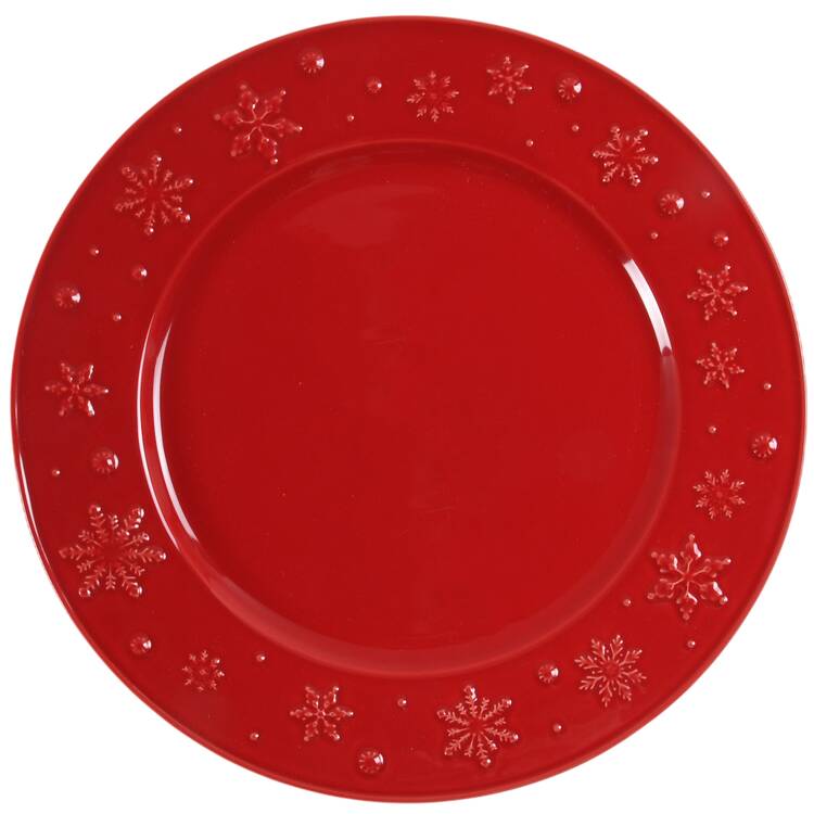 Snowflakes Red Service Plate (Charger)