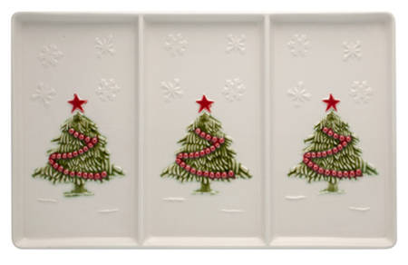 Christmas (Poinsettia) Decorated 3 Section Server