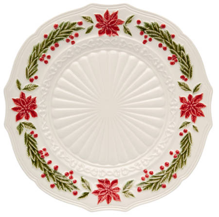 Christmas (Poinsettia) Decorated Service Plate (Charger)