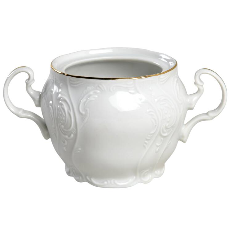 Bernadotte White-Gold Trim Sugar Bowl No Lid