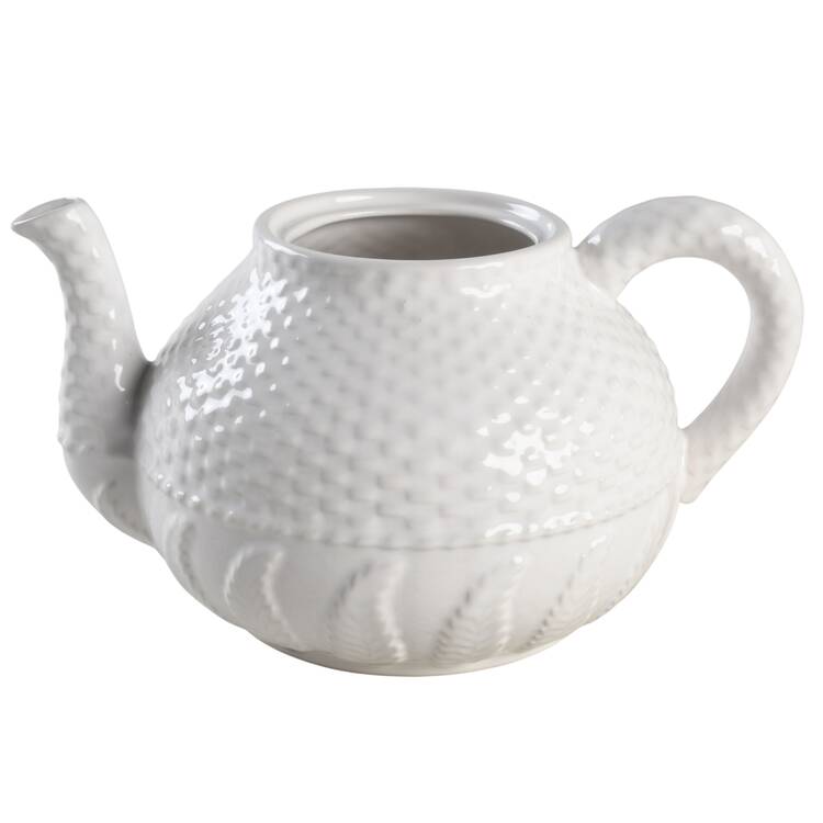 Basketweave White Teapot No Lid