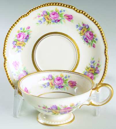 Castleton Bouquet Footed Demitasse Cup & Saucer Set