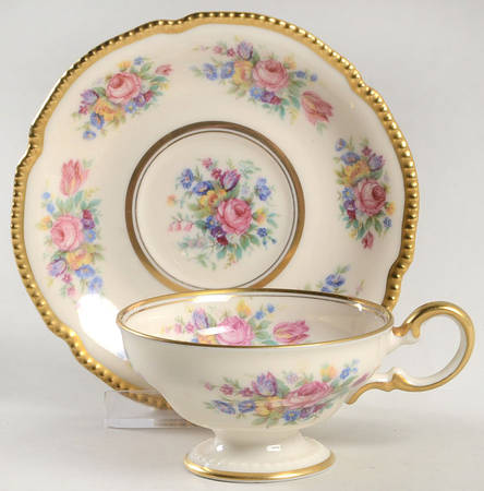 Castleton Rose Footed Demitasse Cup & Saucer Set