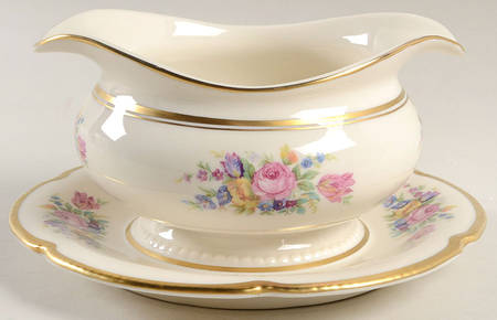 Castleton Rose Gravy Boat with Attached Underplate