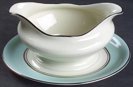 Castleton Turquoise Gravy Boat with Attached Underplate