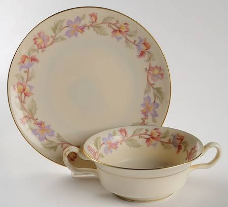 Fantasy Footed Cream Soup Bowl & Saucer Set