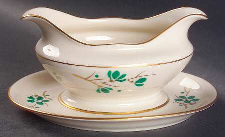 Jade Gravy Boat with Attached Underplate