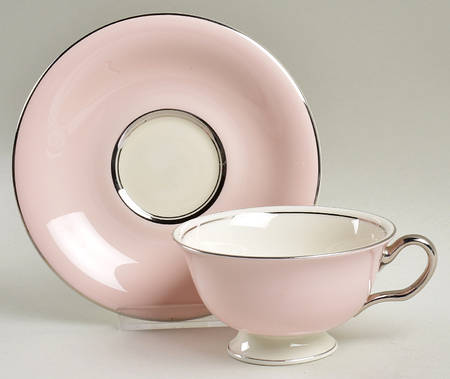 Shell Pink Footed Cup & Saucer Set by Castleton (USA)