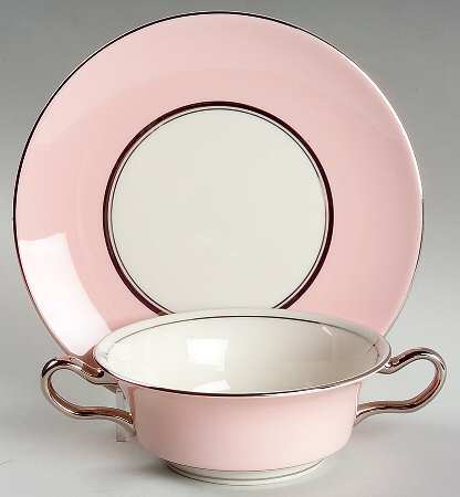 Shell Pink Footed Cream Soup Bowl & Saucer Set