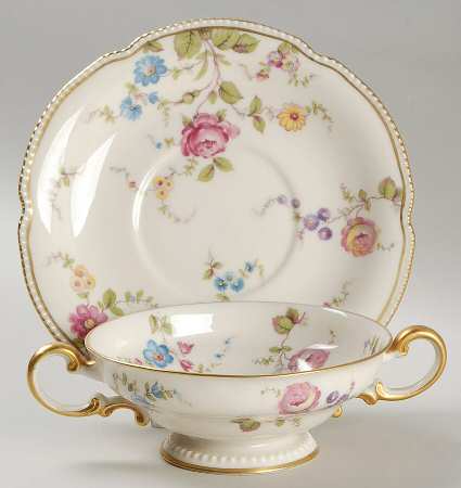 Sunnyvale Footed Cream Soup Bowl & Saucer Set