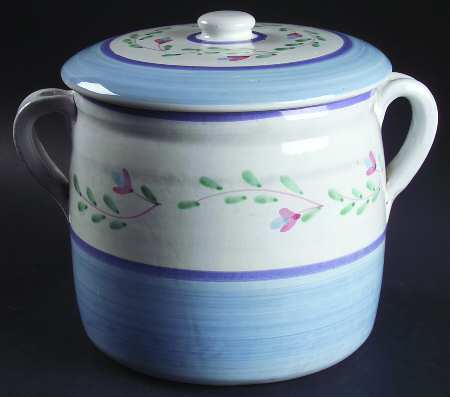 Blue Garland Bean Pot & Lid